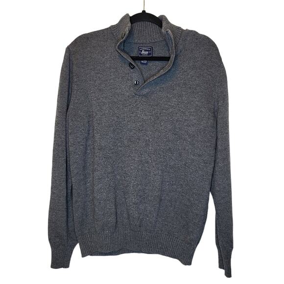 GH Bass & Co Grey knit sweater button neck mens sz large - Picture 1 of 4